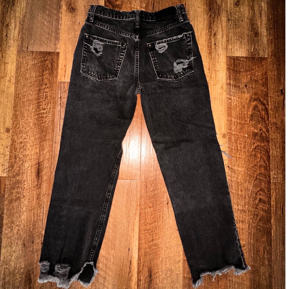 Free People We The Free Twenty-Seven Distressed Straight Leg Jeans Black Size 27 - Picture 2 of 10